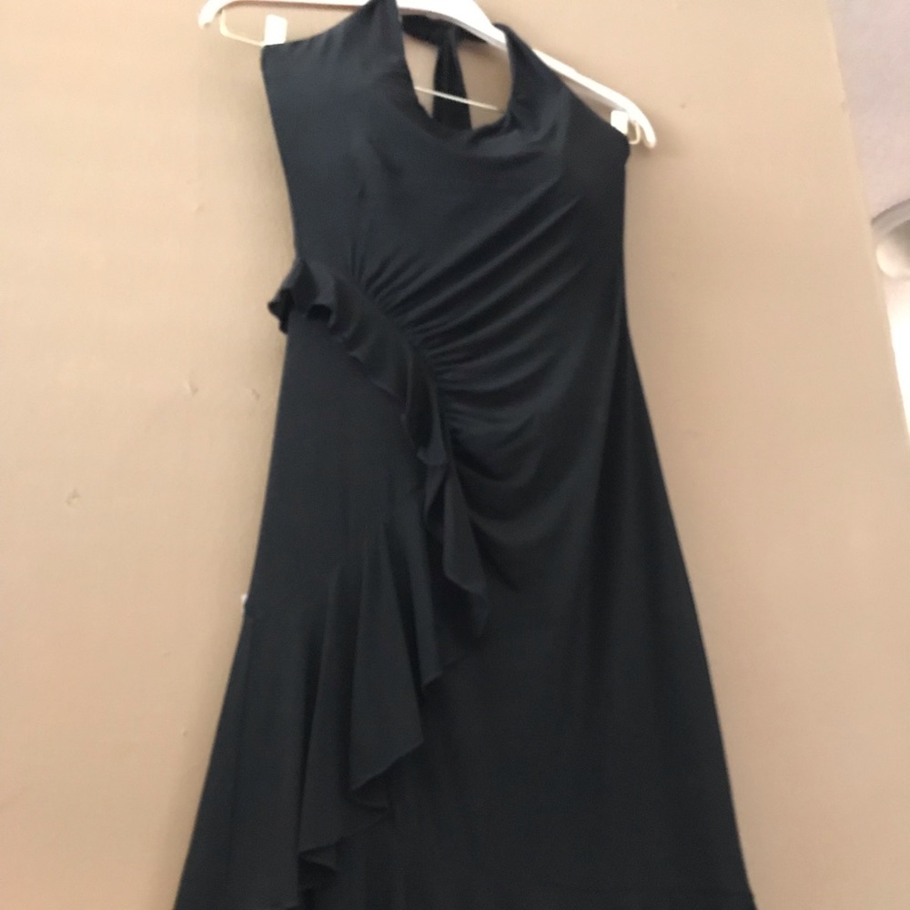 BCBGMAXAZRIA Halter Ruffle Cocktail Dress